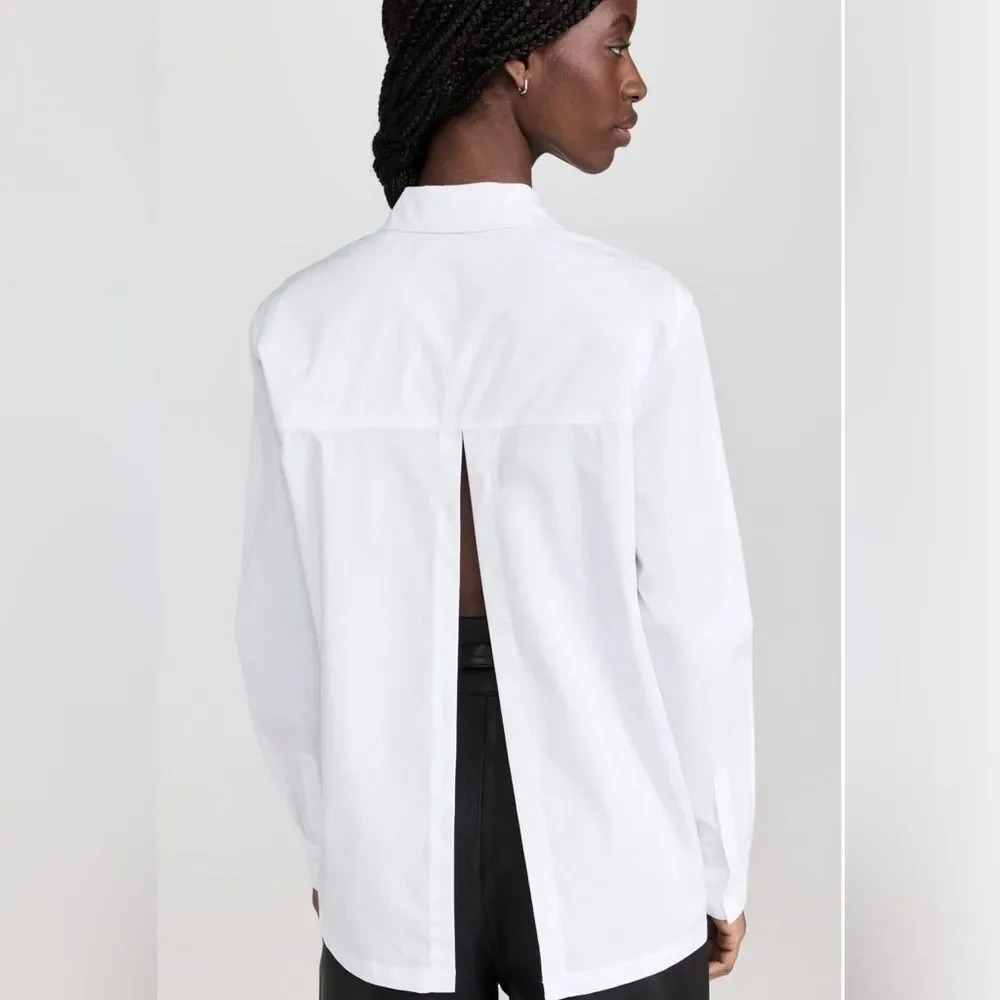 Good American size 6 (3xl) white cotton blend slit back poplin shirt - Picture 3 of 13